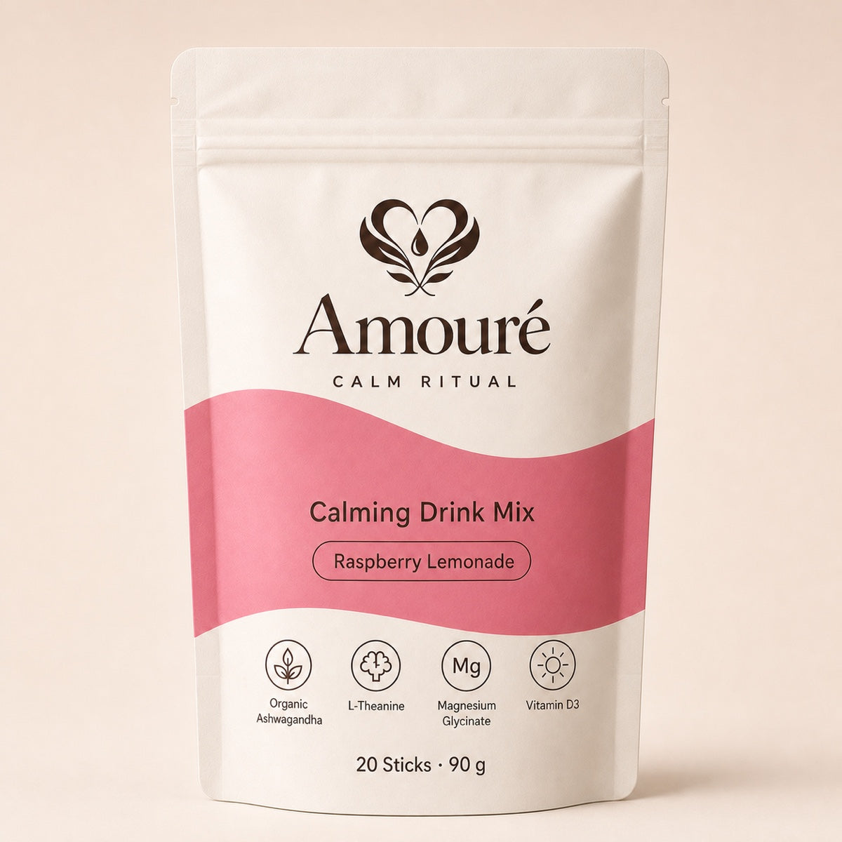Amouré Calm Ritual – Calming Drink Mix, Raspberry Lemonade